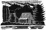 Bushman's Home – Tairua. Wood engraving by Campbell Smith.